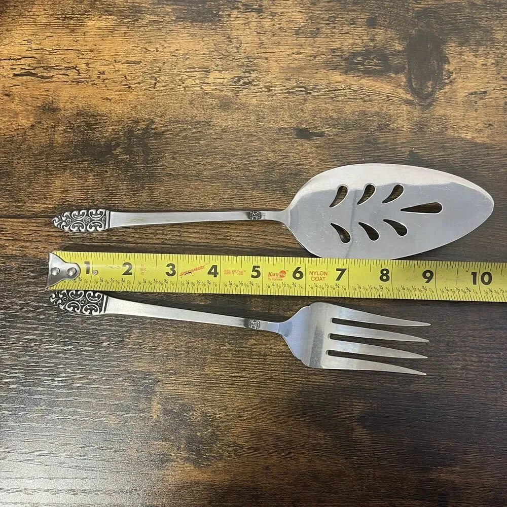 Oxford Hill OXH109  2 Piece  Serving Fork‎ Pie Server Floral Stainless Japan